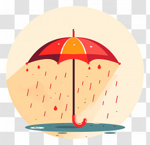 Red Umbrella - Red Umbrella Illustration In Rainy Weather Transparent PNG