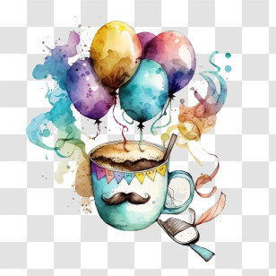 Watercolor Coffee Cup
 - Colorful Watercolor Balloon Mug Design Transparent PNG