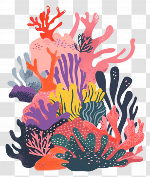 Vibrant Coral Reef Illustration - Vibrant Coral Reef Illustration Transparent PNG