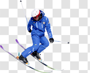 Sports - Energized Man Skiing Mid-Air In Snowy Landscape Transparent PNG