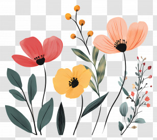 Flower Banner - Colorful Flowers Illustration Transparent PNG
