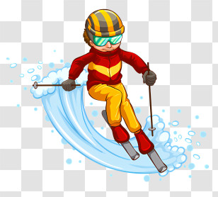 Sports - Illustration Of A Male Skier In Action Transparent PNG