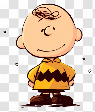 Charlie Brown - Cartoon Boy In Yellow Zigzag Shirt Transparent PNG