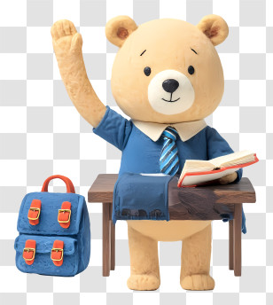 Bear Student - Cute Teddy Bear Student At Desk Transparent PNG