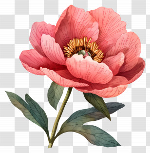 Peony - Pink Peony Flower Illustration Transparent PNG
