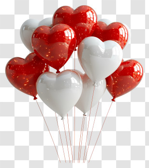Heart Balloons - Heart-Shaped Red And White Balloons Transparent PNG