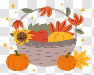 Harvest Basket Arrangement - Autumn Harvest Basket Illustration Transparent PNG
