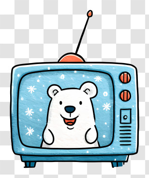 Bear On Tv Screen - Cute Polar Bear On Retro TV Transparent PNG