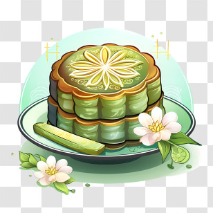 Green Mooncake - Green Mooncake With Lotus Paste Design Transparent PNG
