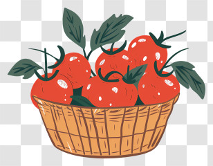 Cherry Tomato - Basket Of Tomatoes Illustration Transparent PNG