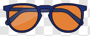 Glasses - Orange Sunglasses With Trendy Blue Frame Transparent PNG