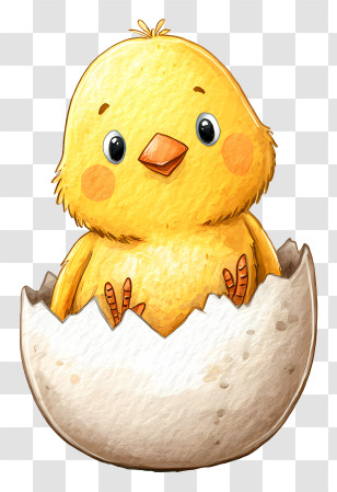 Hatched Bird In Egg Shell - Yellow Chick Sitting In Eggshell Transparent PNG