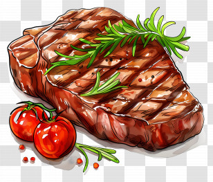 Grilled Steak - Grilled Steak With Tomatoes And Herbs Transparent PNG