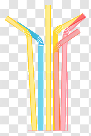 Drinking Straws - Colorful Straws In A Glass Transparent PNG