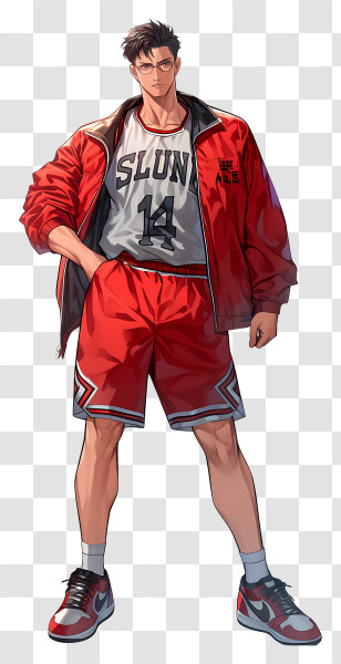 Slam Dunk - Red Basketball Player Character Transparent PNG