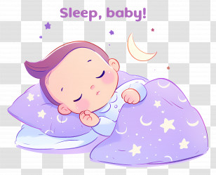 Baby Sleep Day - Sleeping Baby With Purple Bedding Transparent PNG
