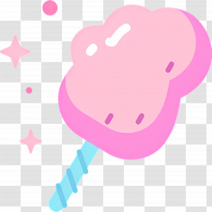 Cotton Candy - Pink Cotton Candy On A Stick Transparent PNG