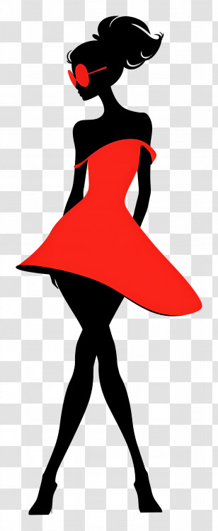 Fashion Model Silhouette - Elegant Woman In Red Dress Silhouette Transparent PNG