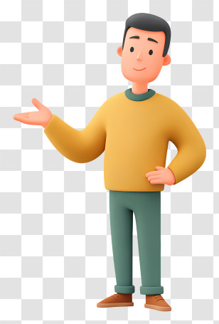 Man Presenting Something - Clay Character Pointing Transparent PNG