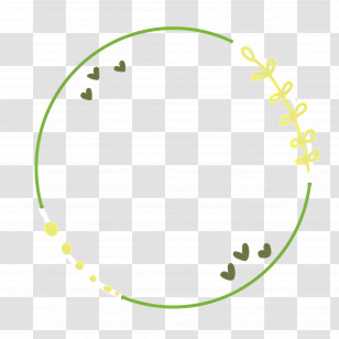 Flower Line - Decorative Circle Frame With Hearts Transparent PNG