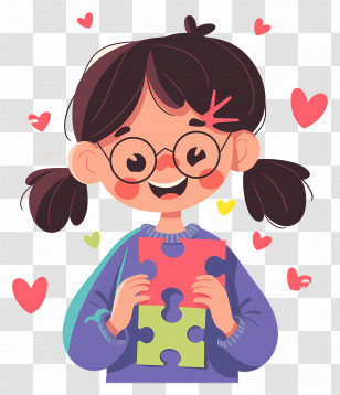 Girl Playing Puzzle - Happy Girl With Puzzle Piece Transparent PNG