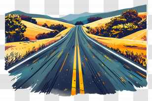 Straight Road - Scenic Road Through Fields Transparent PNG