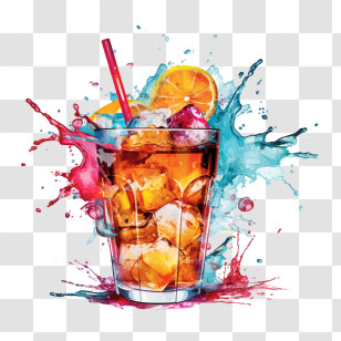 Ice Tea
 - Refreshing Iced Drink With Straw Transparent PNG