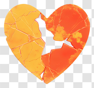 Broken Heart - Cracked Orange Broken Heart Transparent PNG