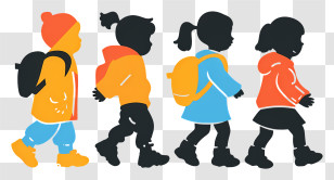 Children Silhouette - Silhouettes Of Children With Backpacks Transparent PNG