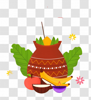 Happy Onam - Traditional Harvest Pot Transparent PNG