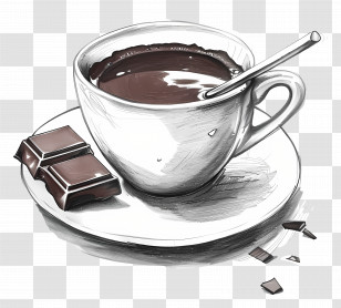 Hot Chocolate - Cup Of Hot Chocolate With Chocolate Pieces Transparent PNG