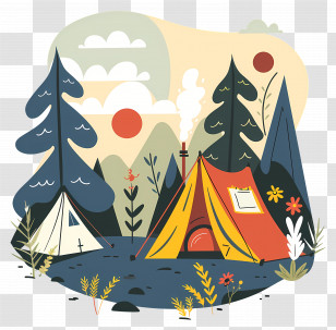 Summer Camp - Adventurous Camping Scene In Forest Transparent PNG