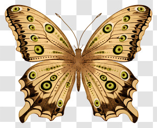 Brown Butterfly - Brown Butterfly Illustration With Detailed Pattern Transparent PNG