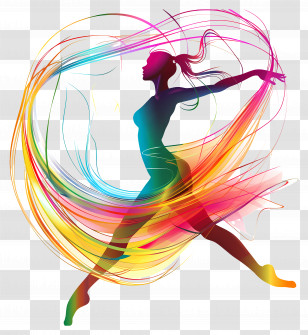 Dancer - Dancing Silhouette With Vibrant Swirling Colors Transparent PNG