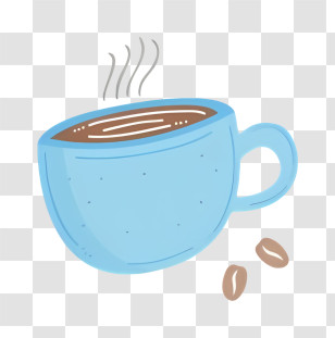 Coffee - Blue Coffee Cup With Steaming Hot Coffee Illustration Transparent PNG
