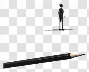 Pencil Drawing - Minimalist Illustration Of Black Pencil And Silhouette Transparent PNG