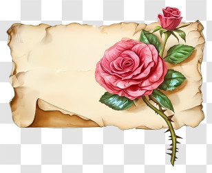 Rose Letter Paper - Rose On Vintage Paper Transparent PNG
