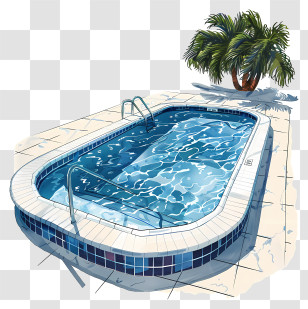 Pool Opening Day - Outdoor Swimming Pool With Palm Tree Transparent PNG