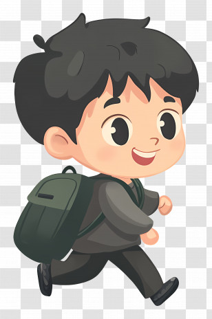Boy Student - Cartoon Boy Carrying Backpack To School Transparent PNG