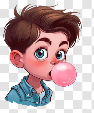 Bubble Gum Day - Cartoon Boy Blowing Bubble Gum Transparent PNG