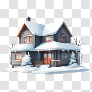 Winter House - Snow-Covered Winter Home Illustration Transparent PNG