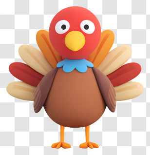 Thanksgiving Turkey - Cute Red Turkey Character Transparent PNG