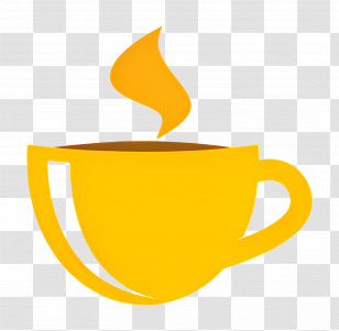 Coffee Logo - Yellow Coffee Cup With Steam Transparent PNG
