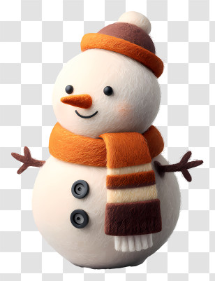 Snowman - Cute Snowman With Scarf And Hat Transparent PNG