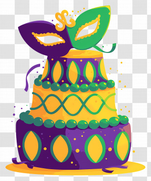 Mardi Gras Cake - Colorful Mardi Gras Cake Transparent PNG