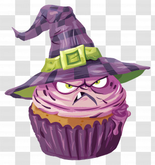 Halloween Cupcake - Halloween Witch-Themed Cupcake Illustration Transparent PNG