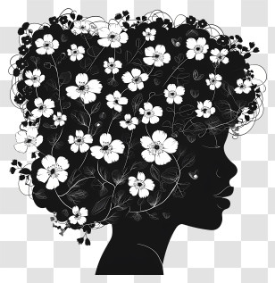 Woman Head Silhouette - Floral Silhouette Art Transparent PNG