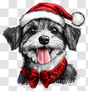 Christmas Puppy - Christmas Dog With Santa Hat Transparent PNG