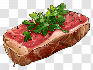Steak - Juicy Steak With Parsley Transparent PNG