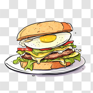 Sketch Sandwich
 - Delicious Burger With Egg And Vegetables Transparent PNG